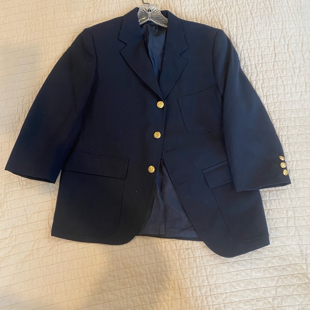 Elegant Navy Blazer with Gold Accents